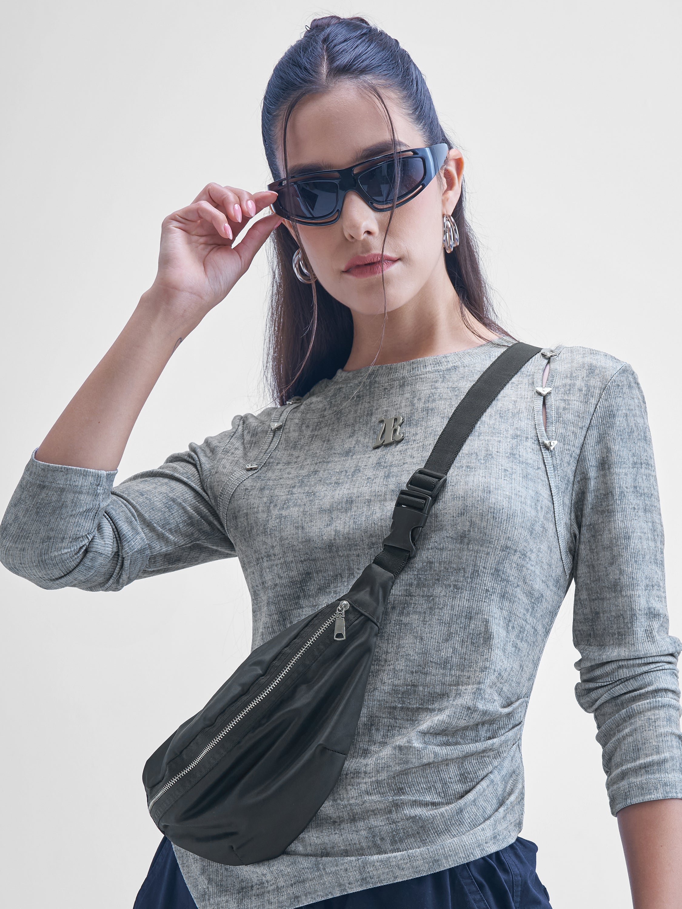 Street By Tokyo Talkies Women Grey Printed Shirt Style Top - Grey - Image 1