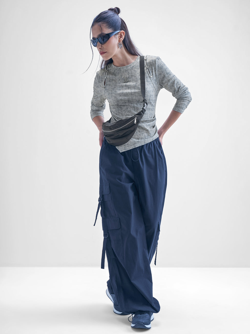 Street By Tokyo Talkies Women Grey Printed Shirt Style Top - Grey - Image 2