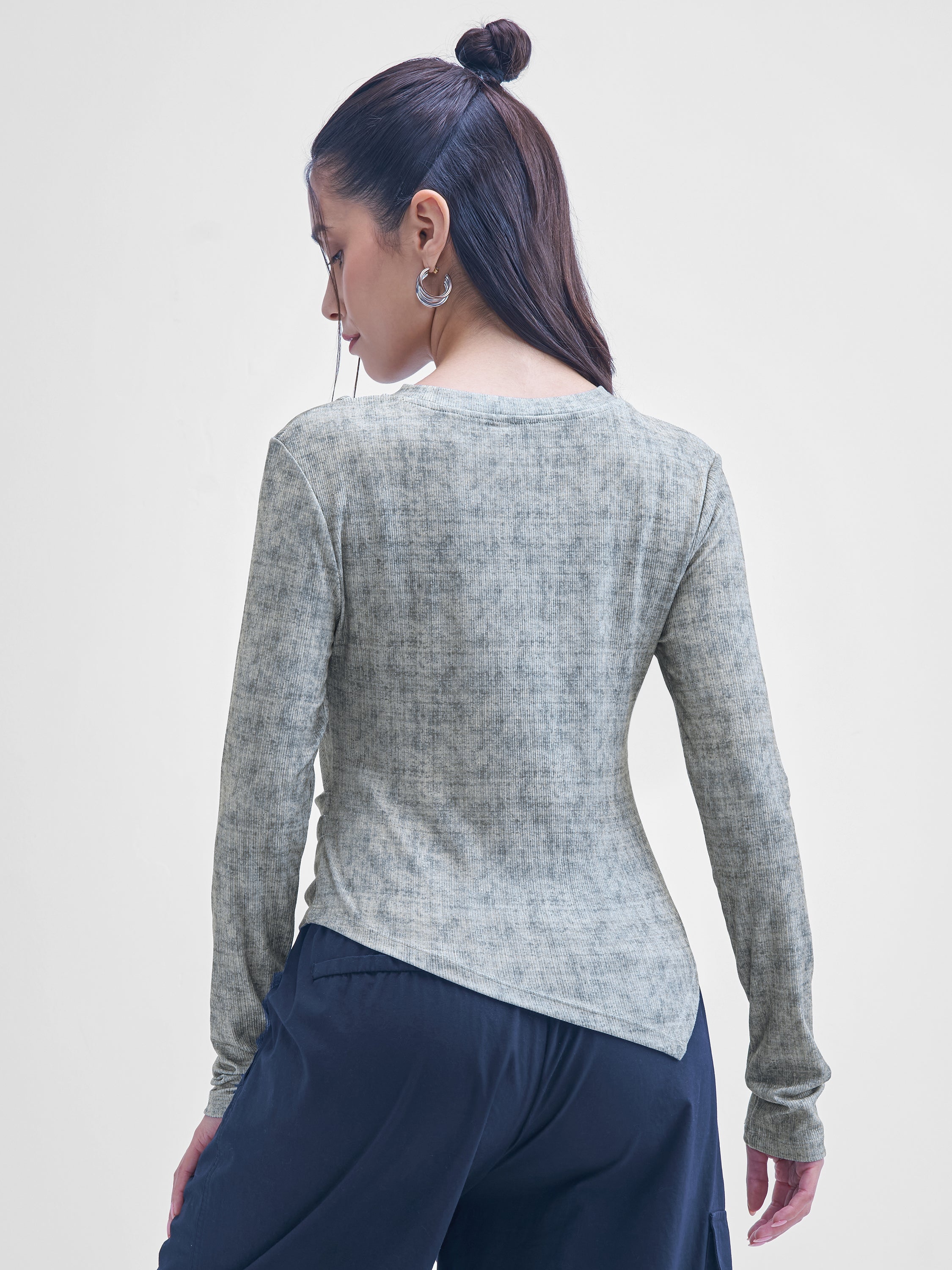Street By Tokyo Talkies Women Grey Printed Shirt Style Top - Grey - Image 3