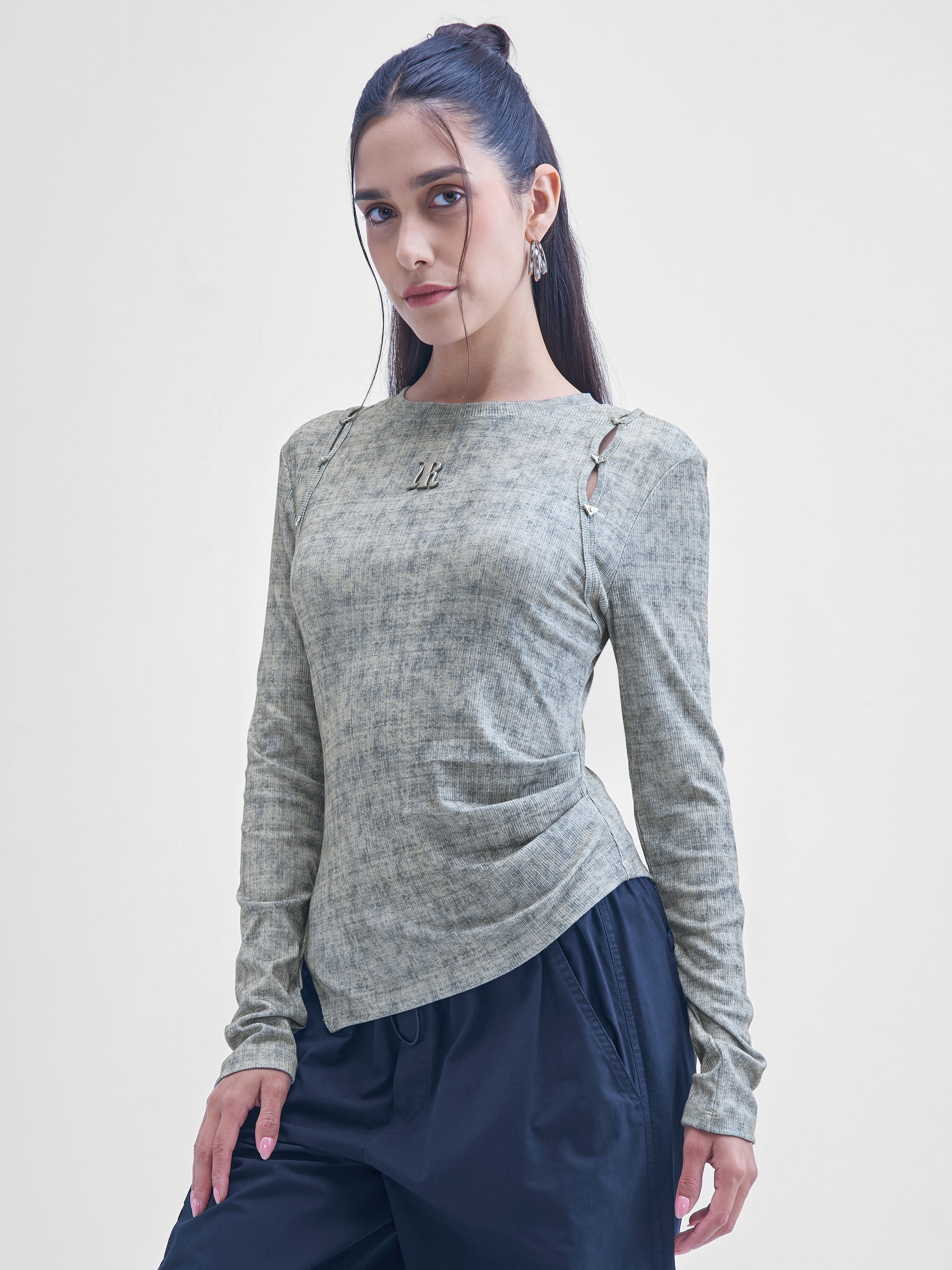 Street By Tokyo Talkies Women Grey Printed Shirt Style Top - Grey - Image 4