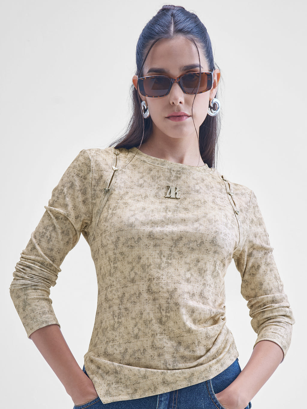 Street By Tokyo Talkies Women Brown Printed Shirt Style Top - Brown - Image 1