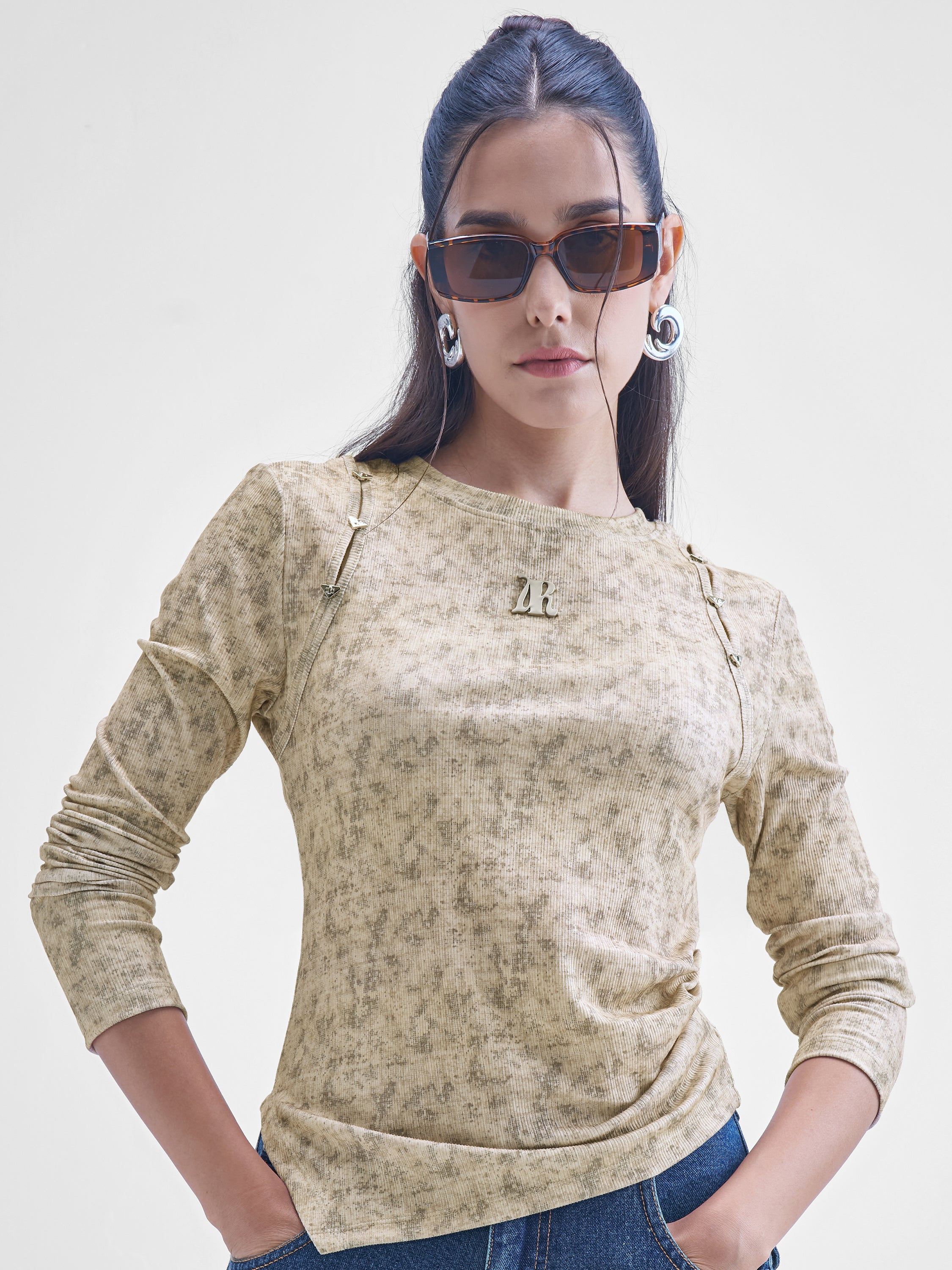 Street By Tokyo Talkies Women Brown Printed Shirt Style Top - Brown - Image 1