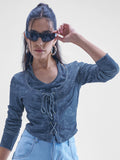 Street By Tokyo Talkies Women Blue Printed Shirt Style Top - Blue - Image 1