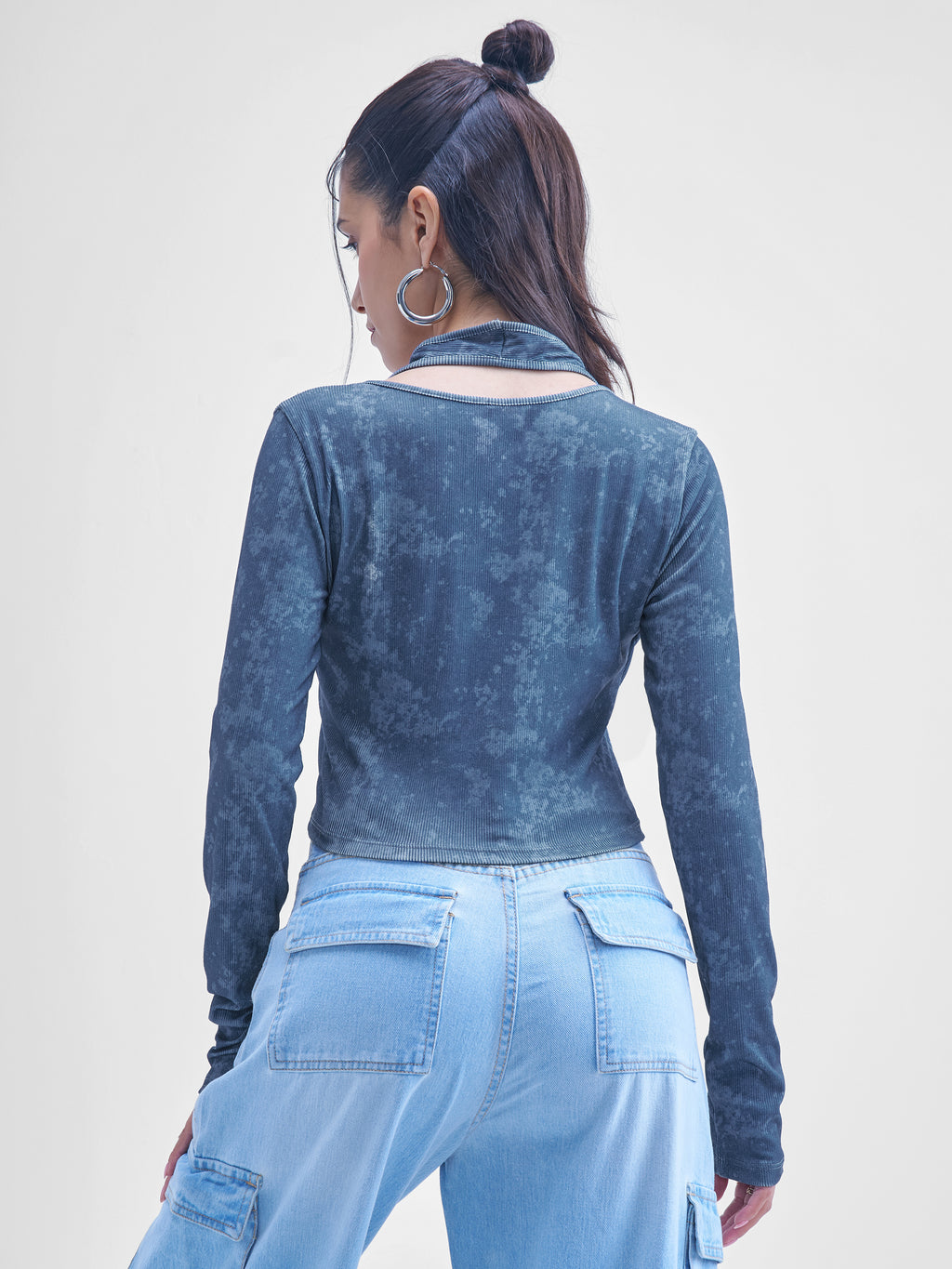Street By Tokyo Talkies Women Blue Printed Shirt Style Top - Blue - Image 3