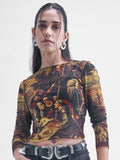 Street By Tokyo Talkies Women Black Printed Shirt Style Top - Black - Image 1