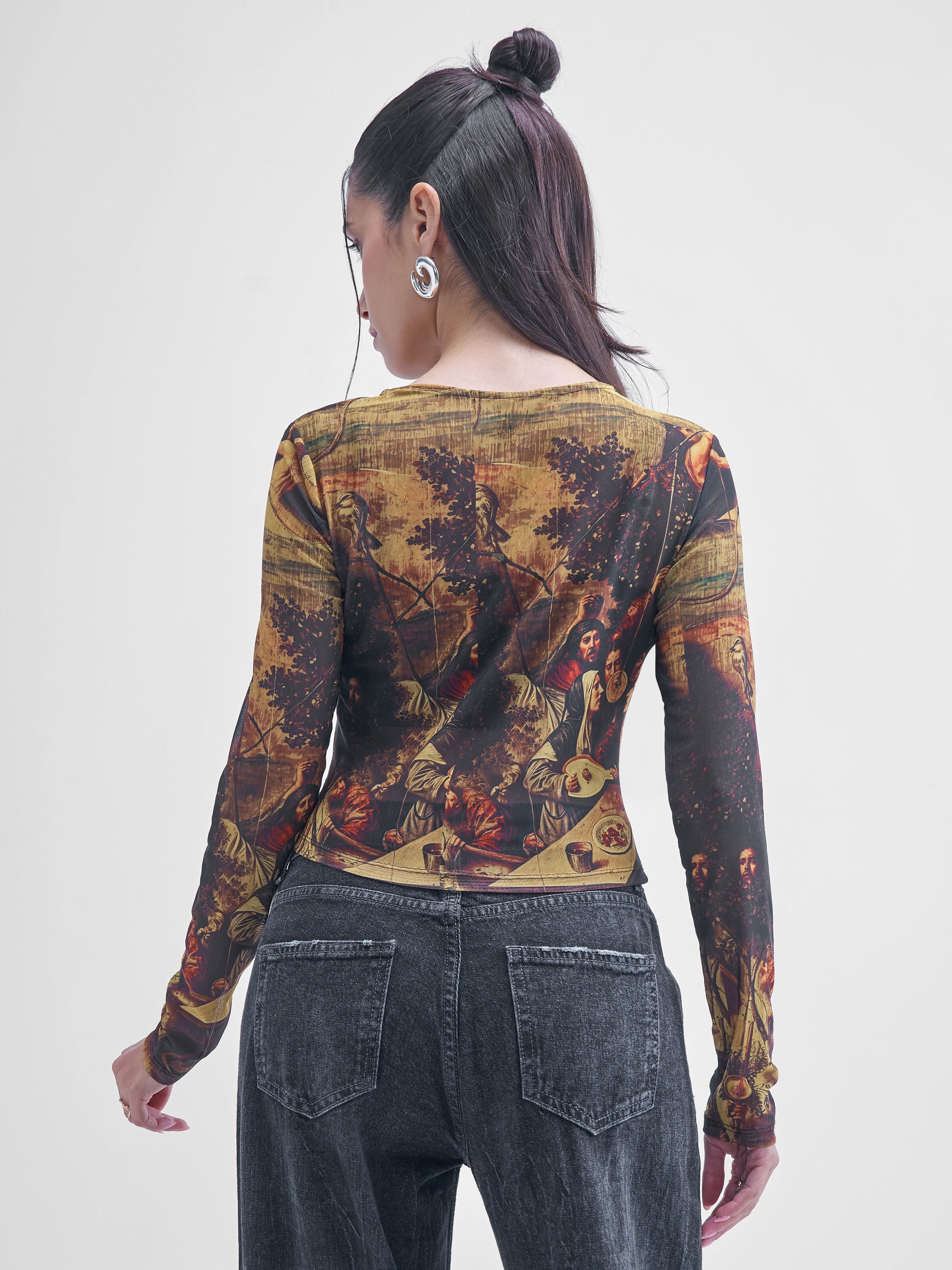Street By Tokyo Talkies Women Black Printed Shirt Style Top - Black - Image 3