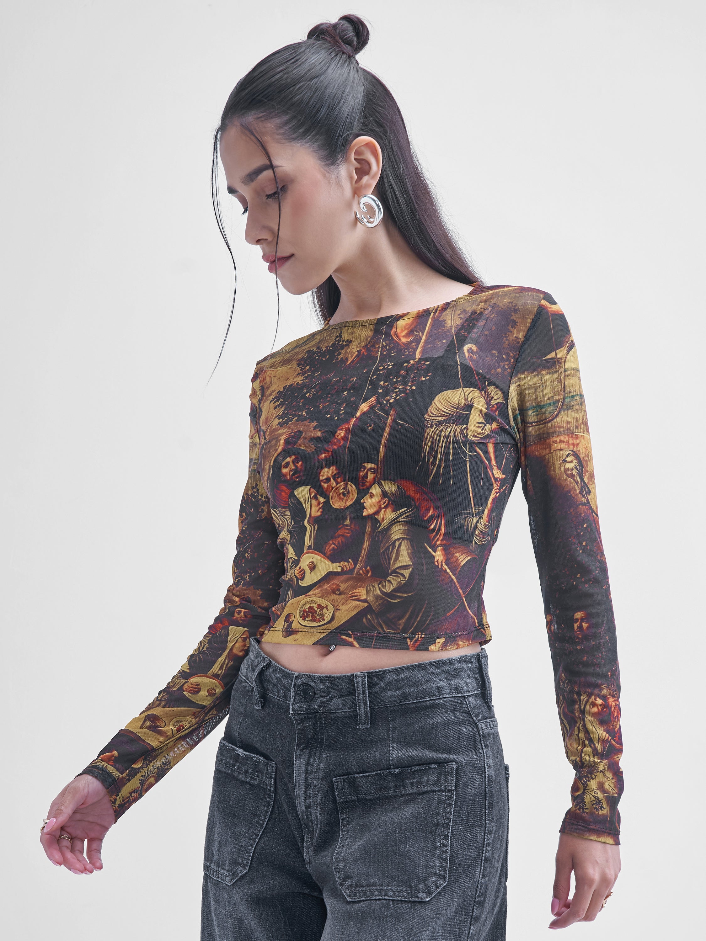 Street By Tokyo Talkies Women Black Printed Shirt Style Top - Black - Image 4