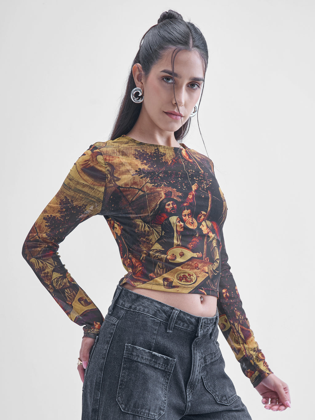 Street By Tokyo Talkies Women Black Printed Shirt Style Top - Black - Image 6