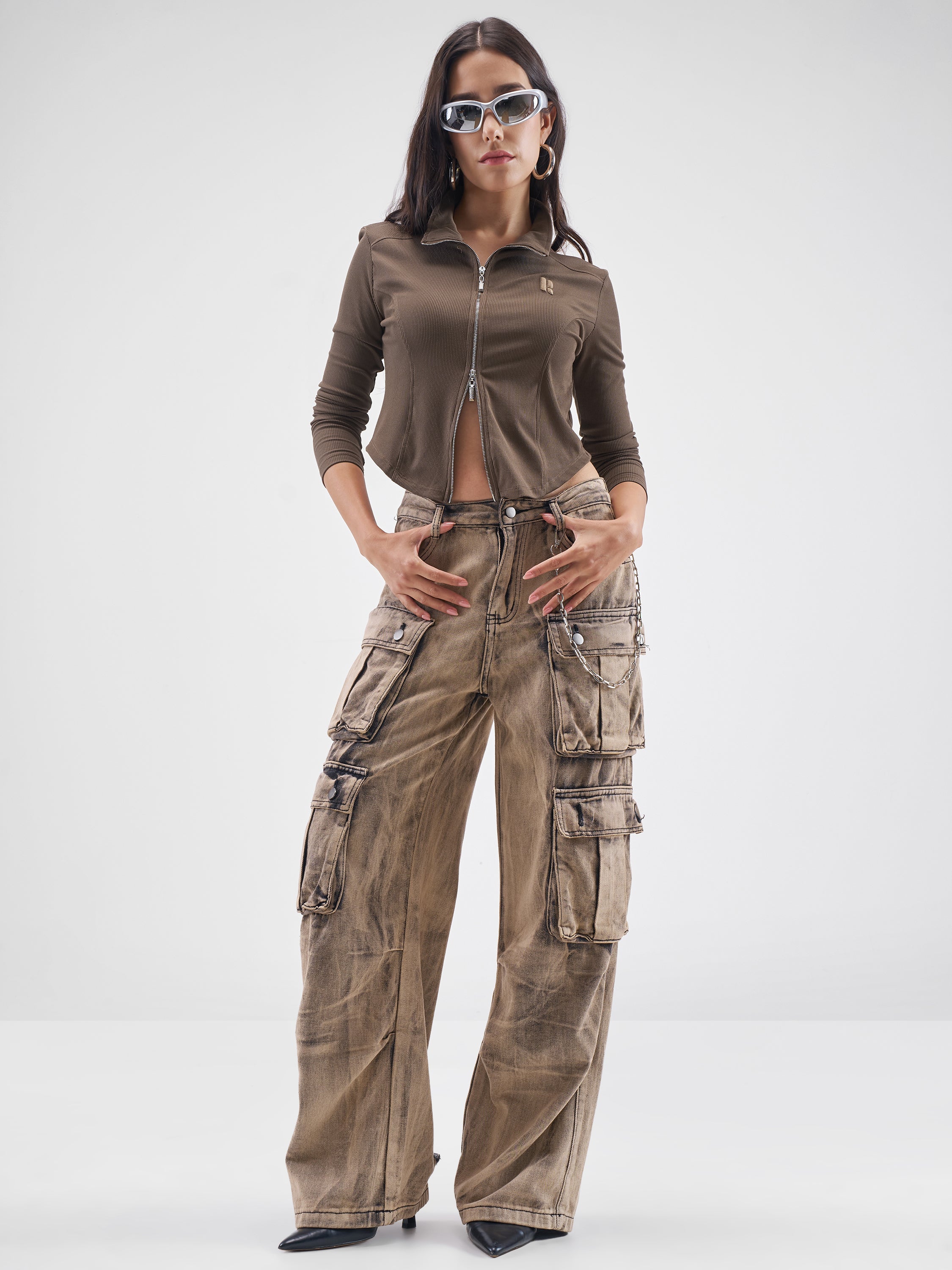 Street By Tokyo Talkies Women Brown Solid Shirt Style Top - Brown - Image 2