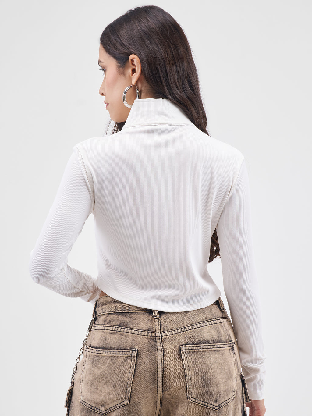 Street By Tokyo Talkies Women Off White Solid Shirt Style Top - Off White - Image 3