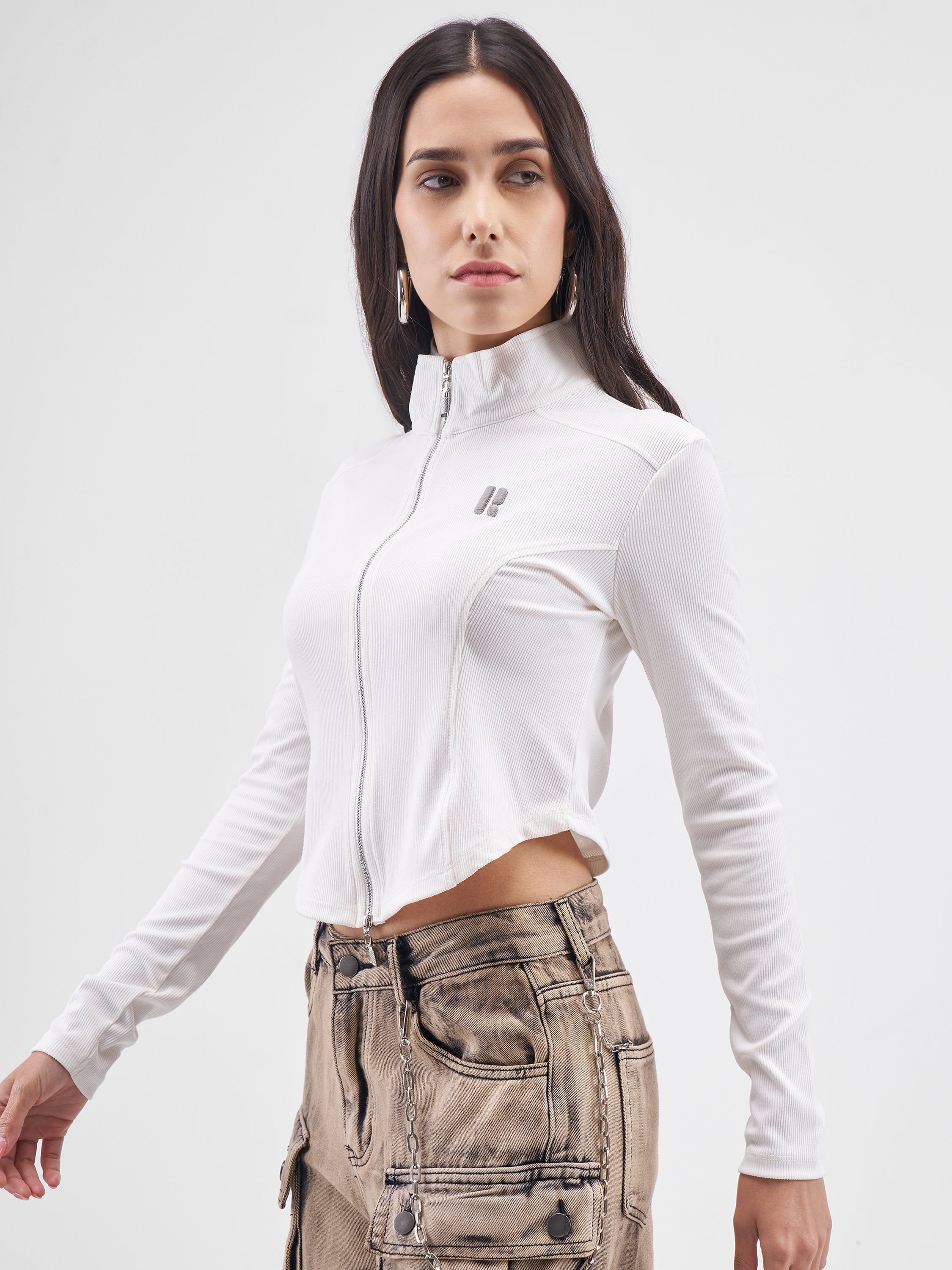 Street By Tokyo Talkies Women Off White Solid Shirt Style Top - Off White - Image 4