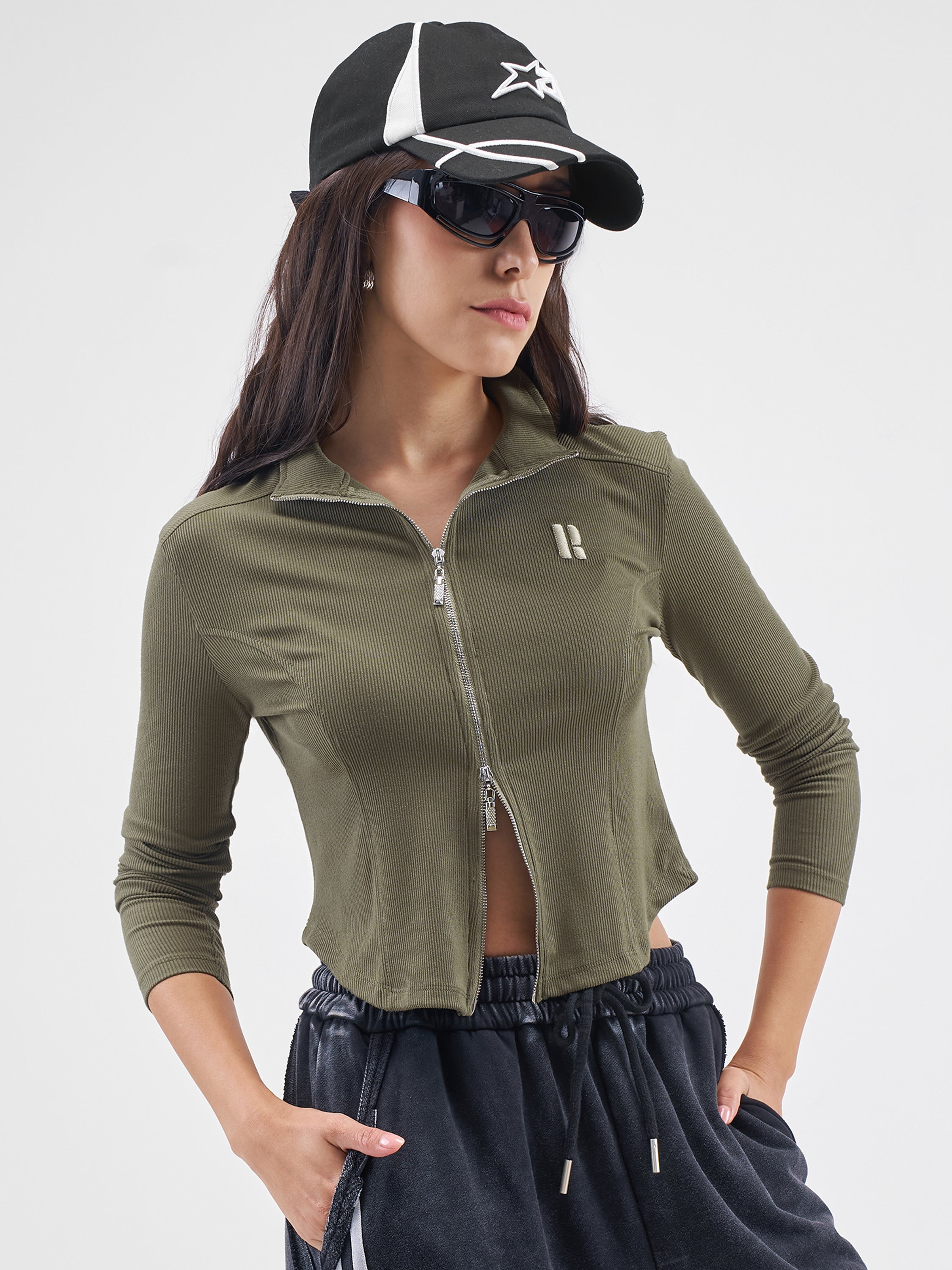 Street By Tokyo Talkies Women Olive Solid Shirt Style Top - Olive - Image 6