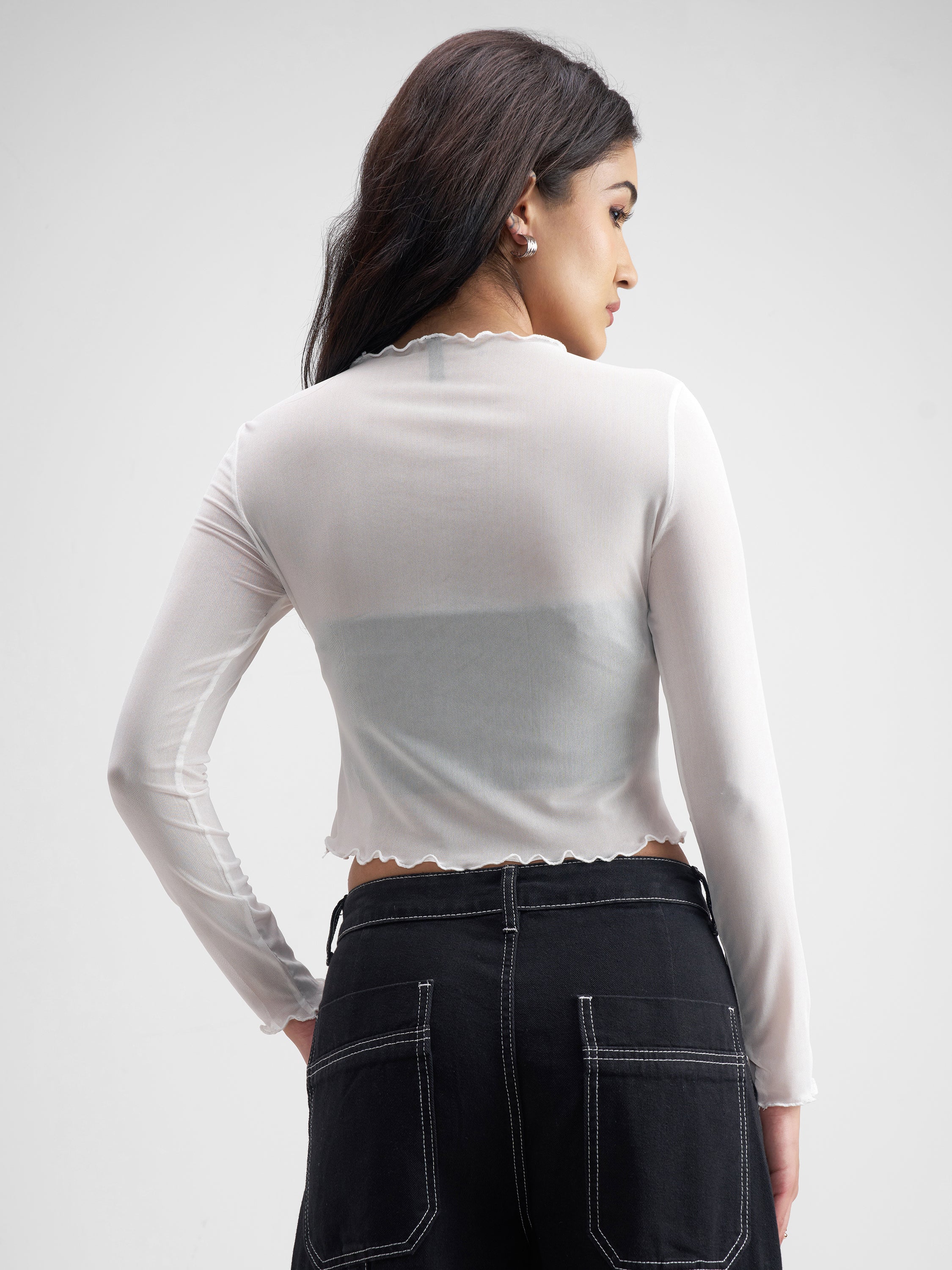 Tokyo Talkies Women Off White Printed Regular Top - Off White - Image 3