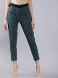Teal Casual Solid Regular Fit Trousers - Teal - Image 1