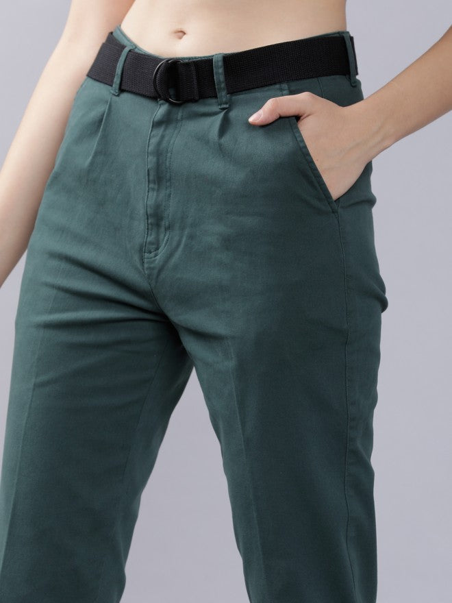 Teal Casual Solid Regular Fit Trousers - Teal - Image 4