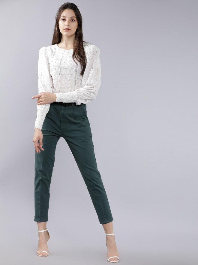 Teal Casual Solid Regular Fit Trousers - Teal - Image 5