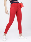 Womens Red Slim Fit Trouser - Red - Image 1