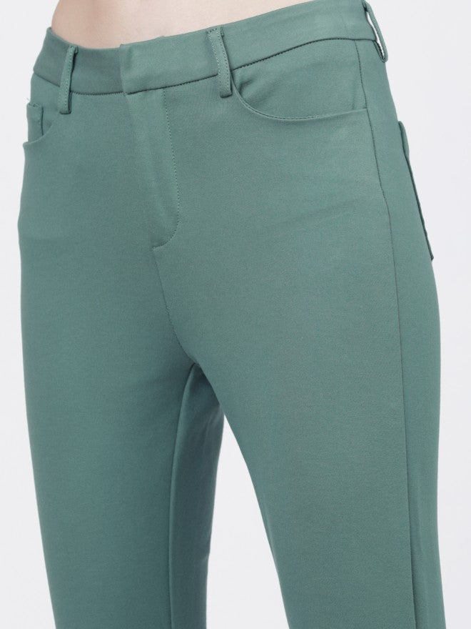 Tokyo Talkies Womens Dusty Teal Slim Fit Trouser - Teal - Image 4