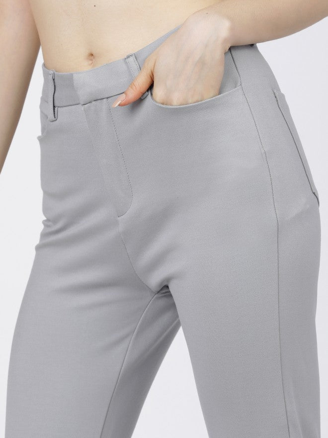 Tokyo Talkies Womens Light Grey Slim Fit Trouser - Grey - Image 4