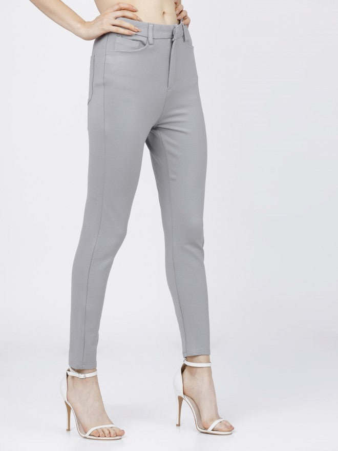 Tokyo Talkies Womens Light Grey Slim Fit Trouser - Grey - Image 6