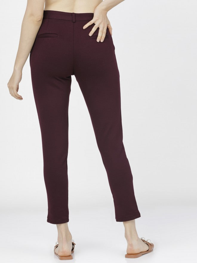 Tokyo Talkies Womens Plum Slim Fit Trouser - Purple - Image 4