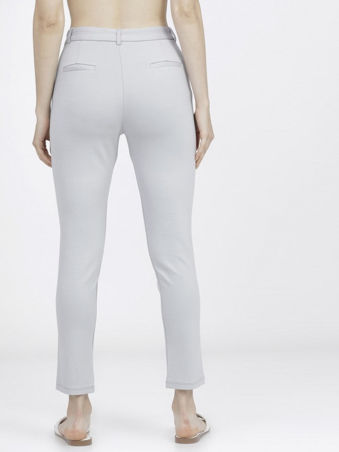 Tokyo Talkies Womens Light Grey Slim Fit Trouser - Grey - Image 4