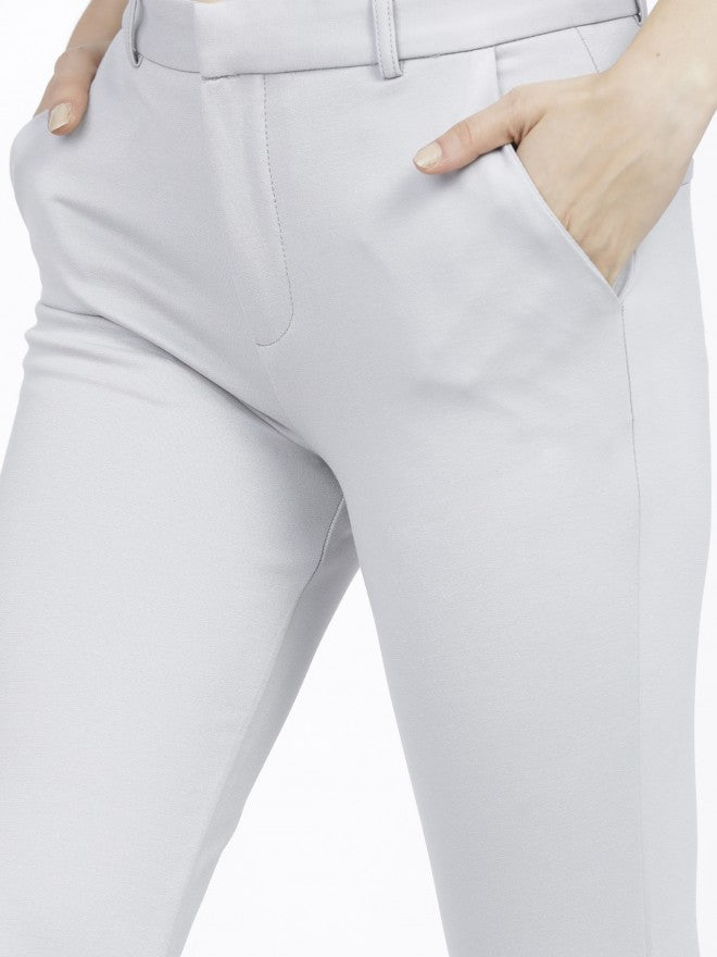 Tokyo Talkies Womens Light Grey Slim Fit Trouser - Grey - Image 5