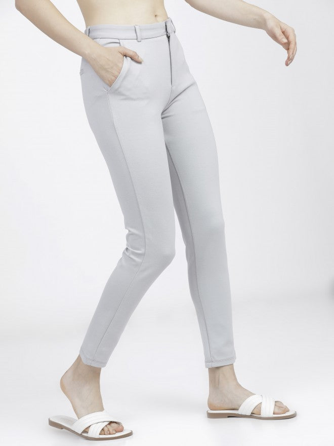 Tokyo Talkies Womens Light Grey Slim Fit Trouser - Grey - Image 7
