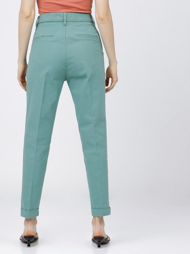 Tokyo Talkies Womens Oil Blue. Taperd Fit Trouser - Blue - Image 3