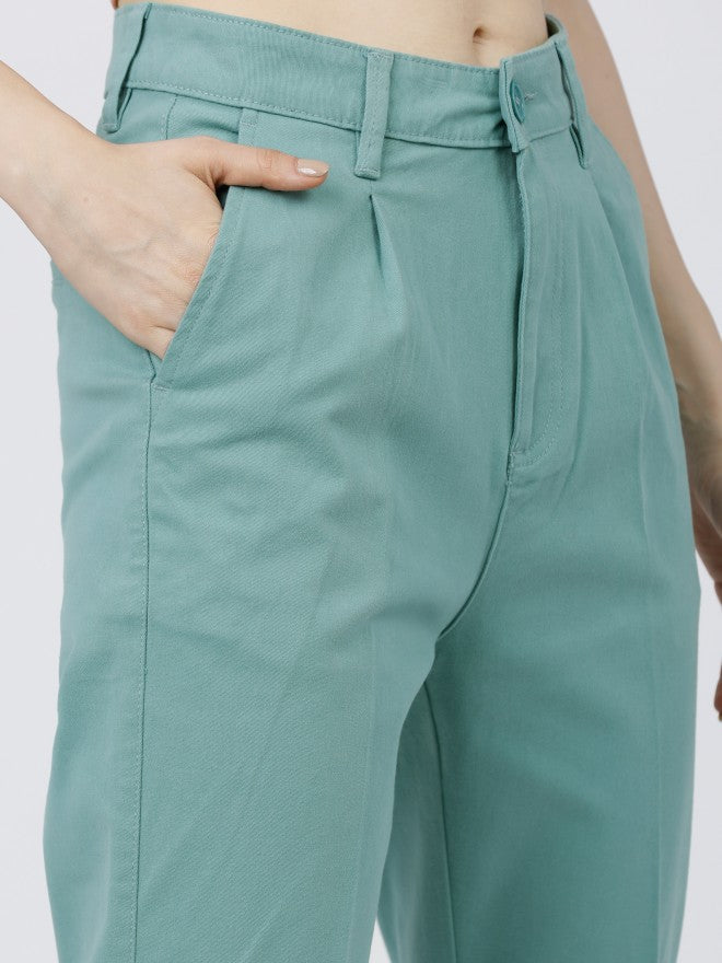 Tokyo Talkies Womens Oil Blue. Taperd Fit Trouser - Blue - Image 4