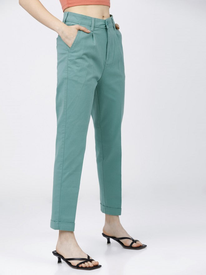 Tokyo Talkies Womens Oil Blue. Taperd Fit Trouser - Blue - Image 6