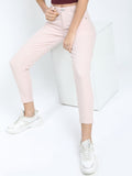 Tokyo Talkies Womens Light Pink Tapered Fit Trouser - Pink - Image 1