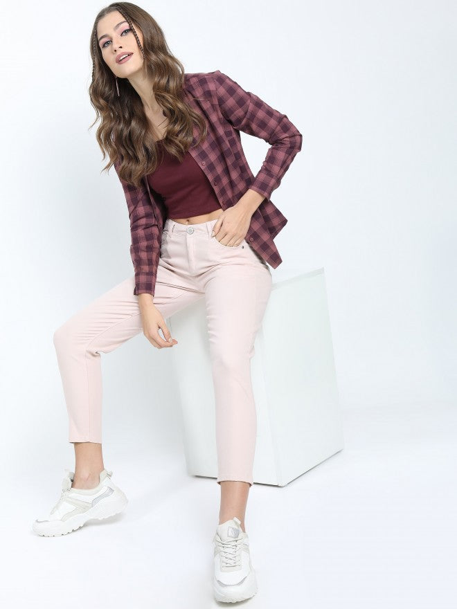 Tokyo Talkies Womens Light Pink Tapered Fit Trouser - Pink - Image 2