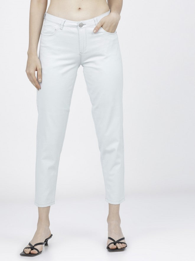 Tokyo Talkies Womens Sky Blue Taperd Fit Trouser - Blue - Image 1