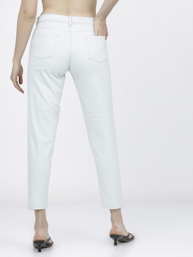 Tokyo Talkies Womens Sky Blue Taperd Fit Trouser - Blue - Image 3