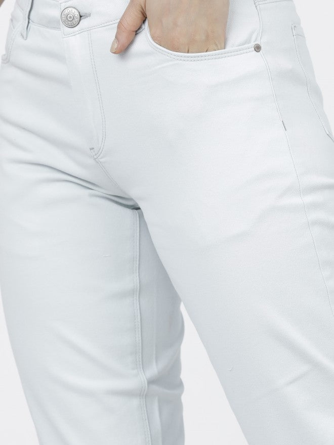Tokyo Talkies Womens Sky Blue Taperd Fit Trouser - Blue - Image 4
