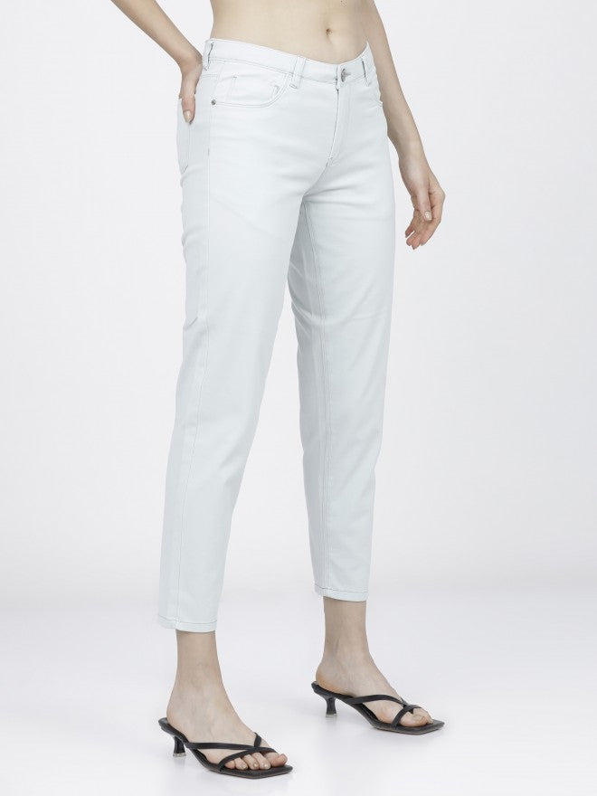 Tokyo Talkies Womens Sky Blue Taperd Fit Trouser - Blue - Image 6