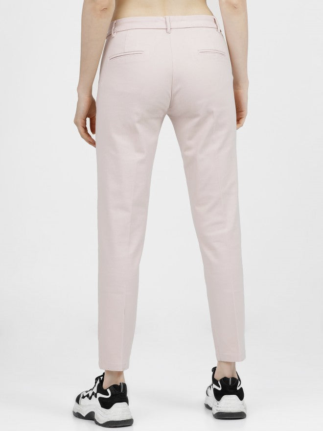 Tokyo Talkies Womens Light Pink Taperd Fit Chinos Trouser - Pink - Image 3