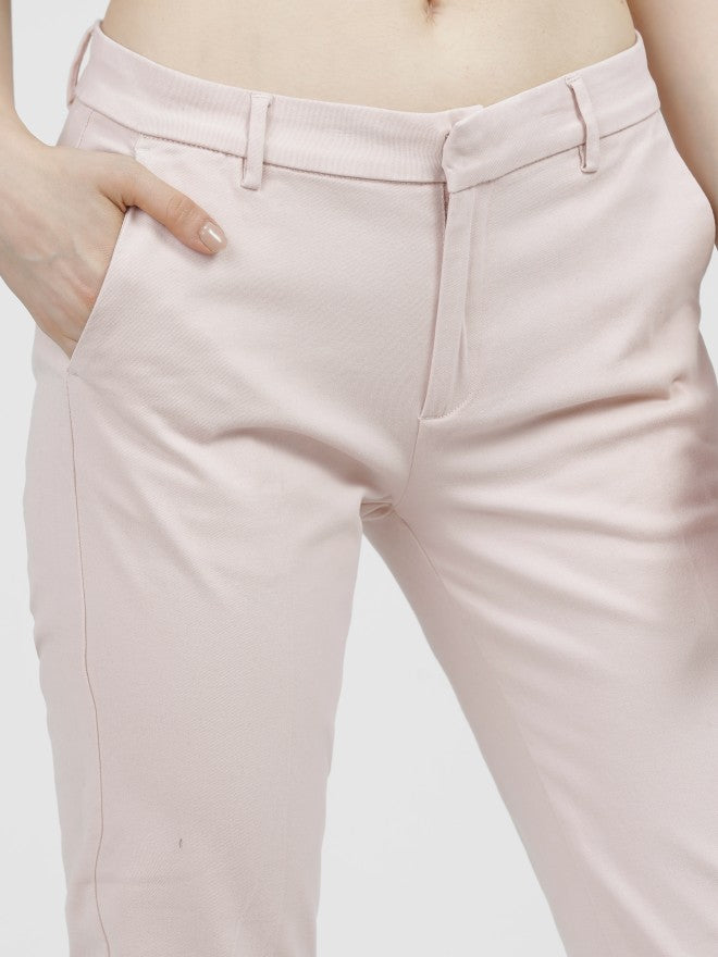 Tokyo Talkies Womens Light Pink Taperd Fit Chinos Trouser - Pink - Image 4