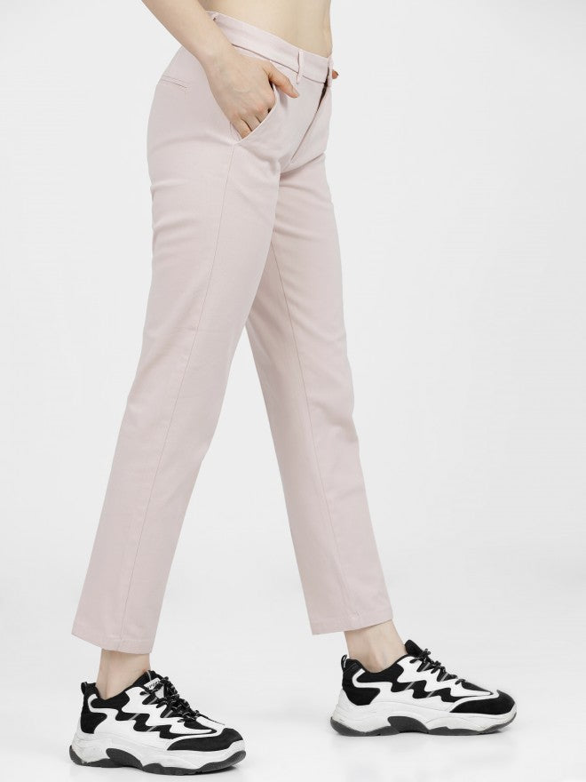 Tokyo Talkies Womens Light Pink Taperd Fit Chinos Trouser - Pink - Image 6
