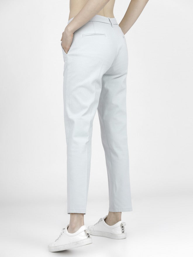 Tokyo Talkies Womens Sky Blue Taperd Fit Chinos Trouser - Blue - Image 4