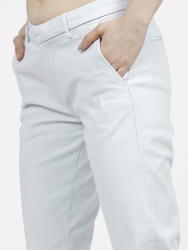 Tokyo Talkies Womens Sky Blue Taperd Fit Chinos Trouser - Blue - Image 5
