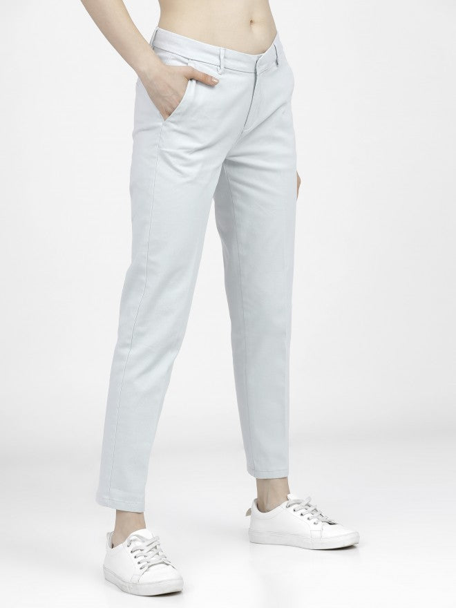 Tokyo Talkies Womens Sky Blue Taperd Fit Chinos Trouser - Blue - Image 7
