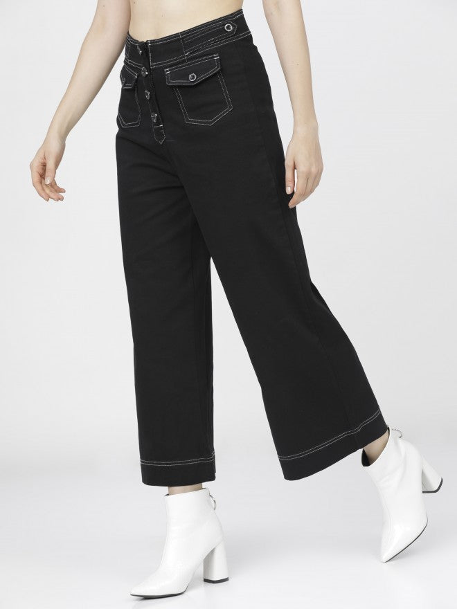 Tokyo Talkies Womens Black Straight Fit Trouser - Black - Image 2