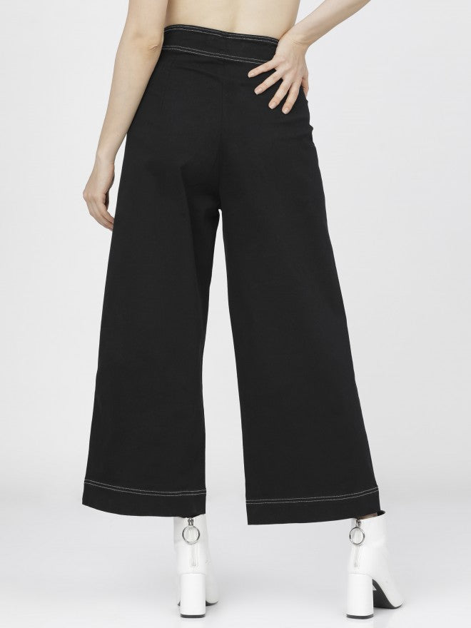 Tokyo Talkies Womens Black Straight Fit Trouser - Black - Image 3