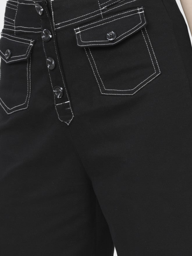 Tokyo Talkies Womens Black Straight Fit Trouser - Black - Image 4
