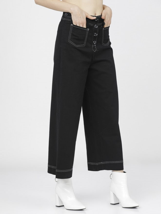 Tokyo Talkies Womens Black Straight Fit Trouser - Black - Image 6
