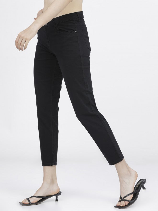 Tokyo Talkies Womens Black Taperd Fit Trouser - Black - Image 1
