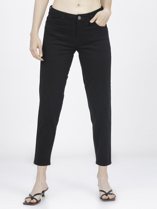 Tokyo Talkies Womens Black Taperd Fit Trouser - Black - Image 2