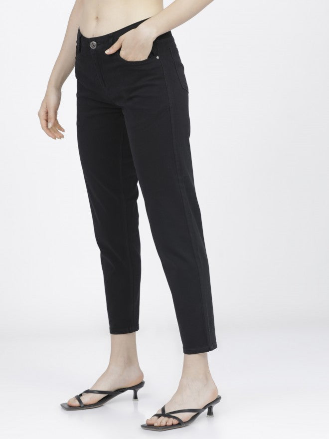 Tokyo Talkies Womens Black Taperd Fit Trouser - Black - Image 3